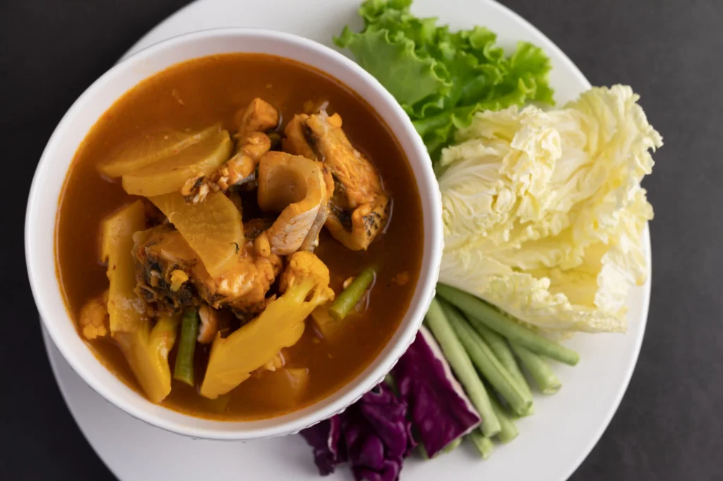 Aromatic Curry Served with Fresh Napa Cabbage