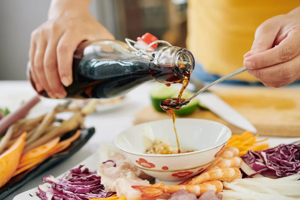Pouring fish Sauce