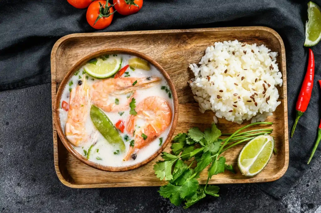 Tom Kha Soup served with jasmine rice