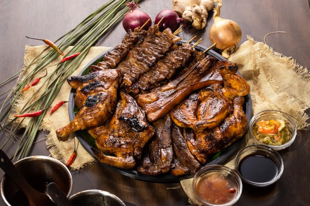 Thai BBQ platter served with Nam Jim Jaew
