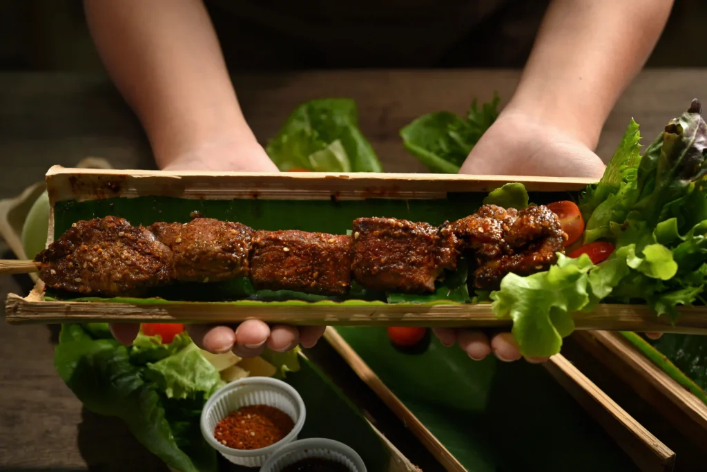 Thai restaurant serving grilled pork skewers