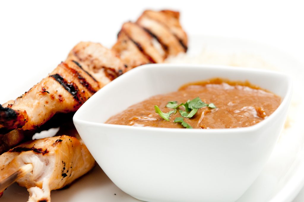 Grilled Chicken Skewers with Peanut Sauce