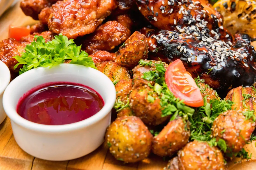 Sweet chili sauce served with a variety of appetizers and fried foods
