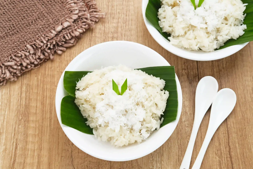 Sticky Rice served with Coconut Flakes